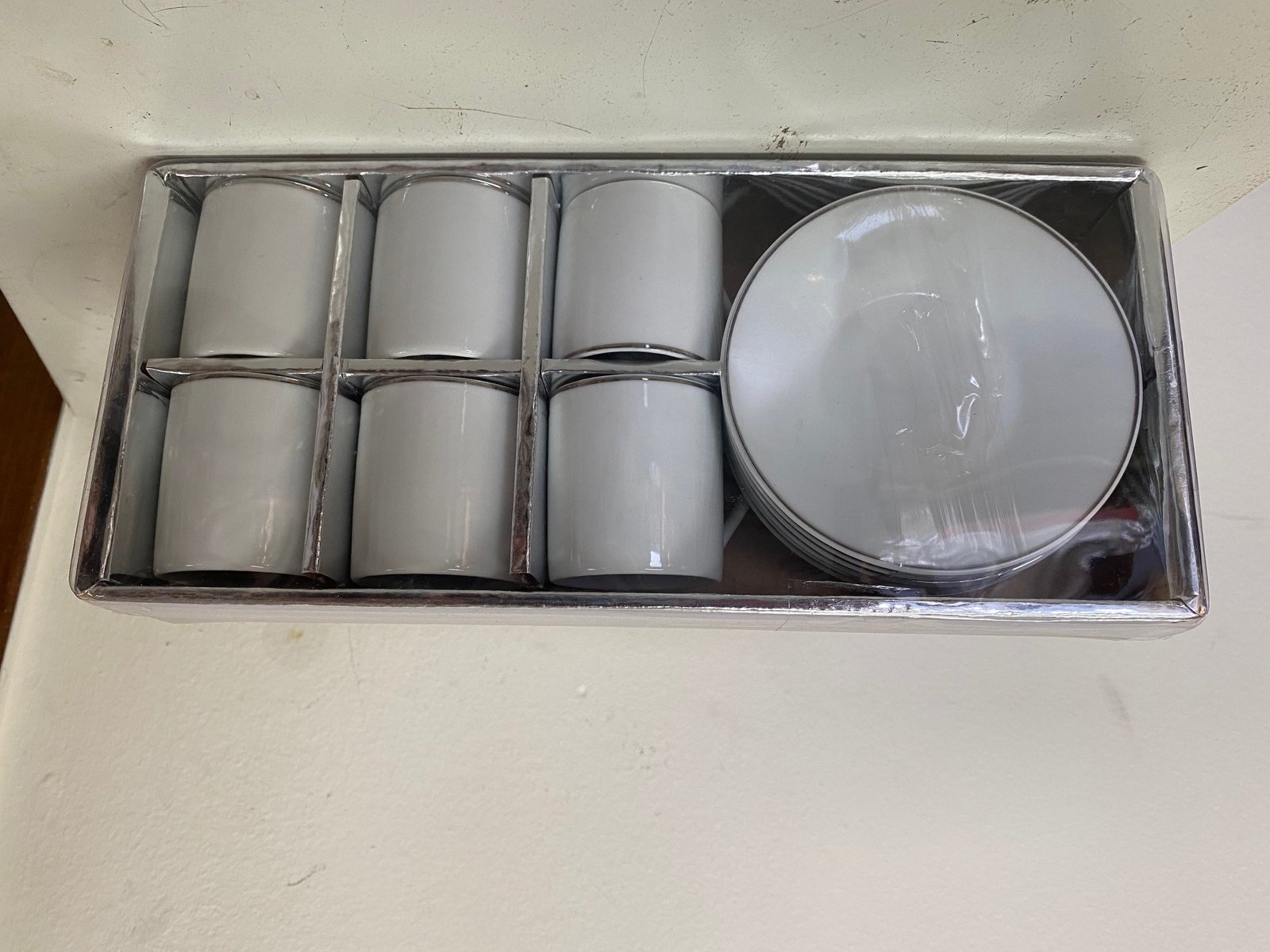 Coffee cup set 6 pcs SILVER RIM 100ml