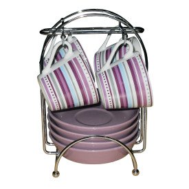 8pcs Purple Stripe Expresso Set