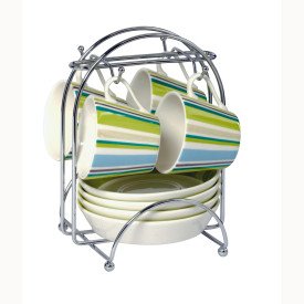 8pc Green Stripe Espresso set