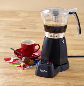 Electric Mocha Maker 3 cup & 6 cup 480 Watts, Black / Silver / Red