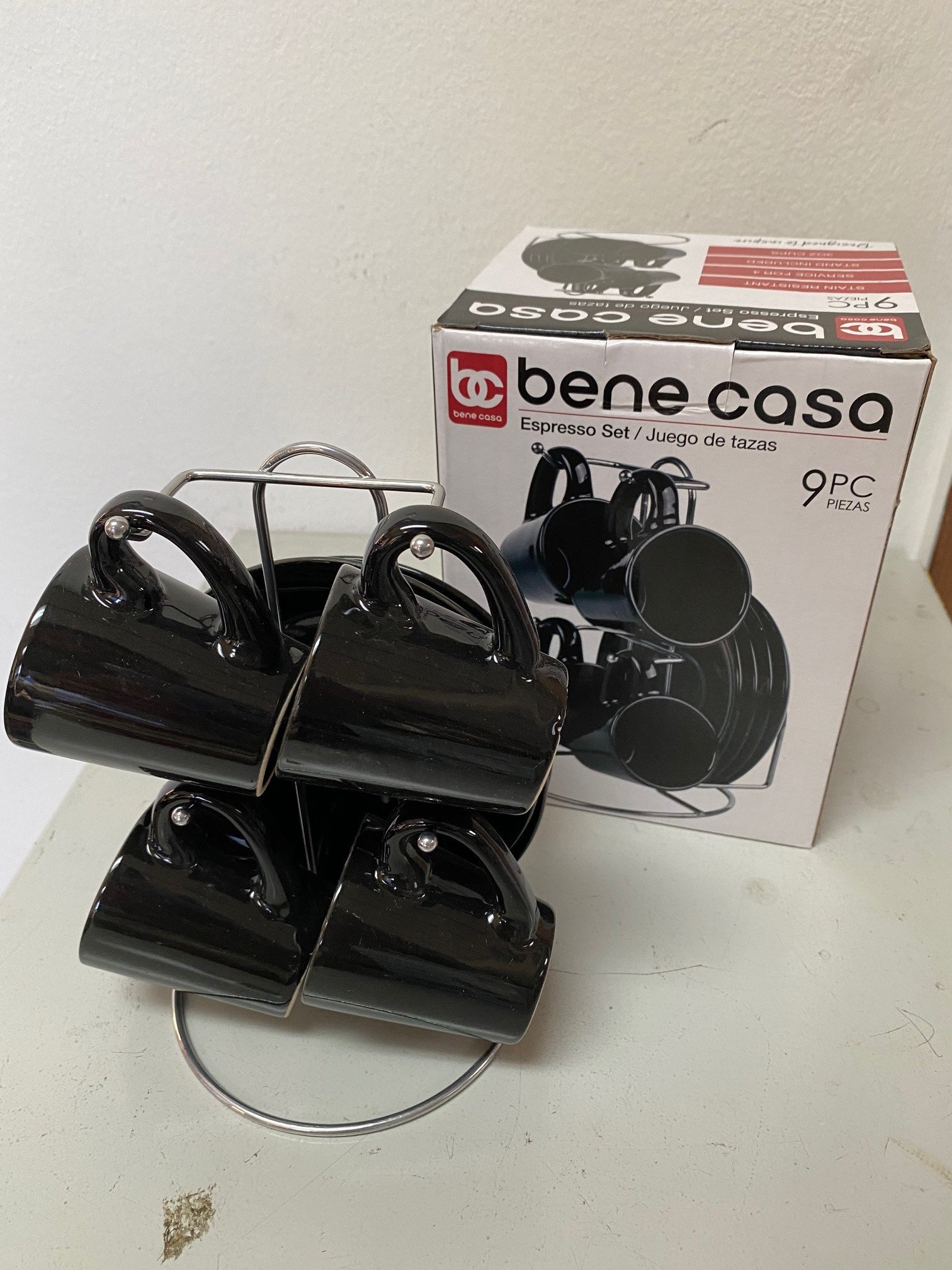 9pc Black Espresso Set with Rack